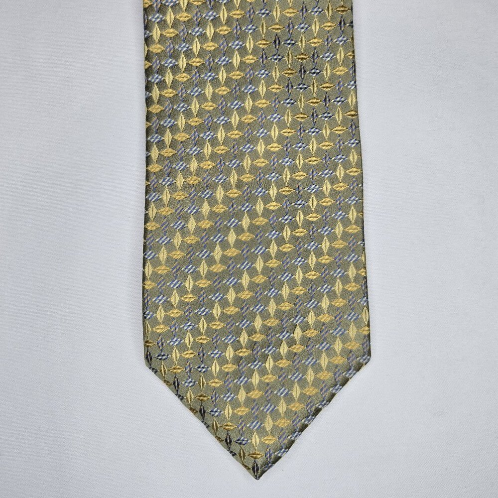 Phillipe Ertu Silk Necktie Classic Gold w/ blue - Italy 59" x 3.75"